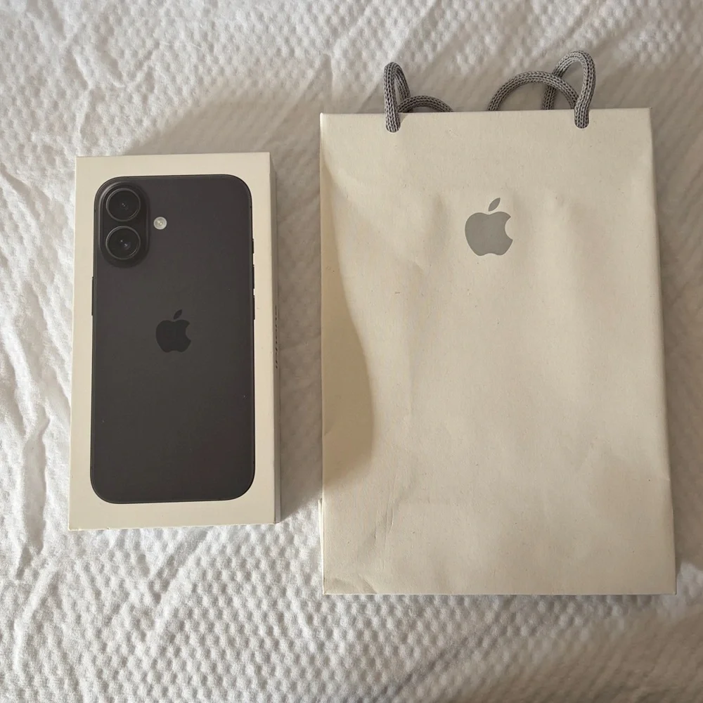 Empty Apple Box And Bag Box for iPhone 16 (in Black) Standard Apple Store Bag